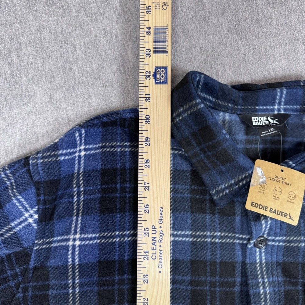 Eddie Bauer Men's 2XL Quest‎ Multi-Colored Plain Button-down Fleece Casual Cozy - Picture 9 of 11